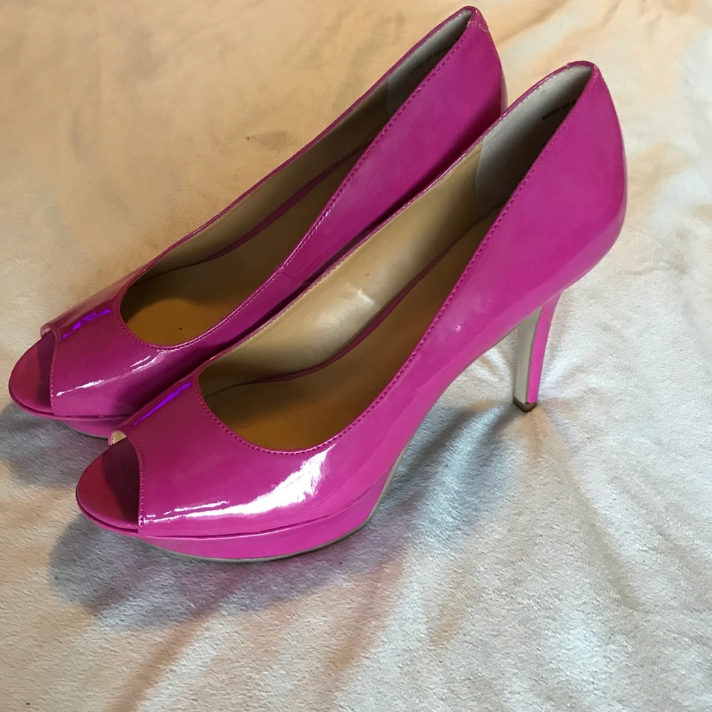 Fuchsia Pink peep toe heels